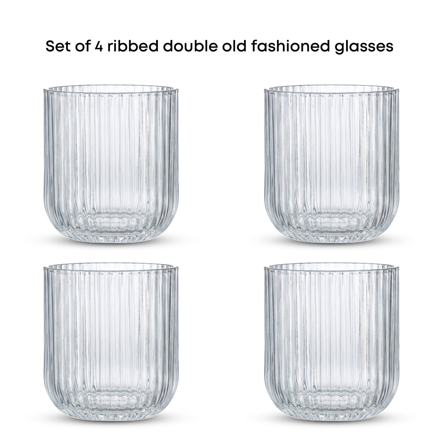 Lotus Ribbed Double Old Fashioned Glasses, 12oz