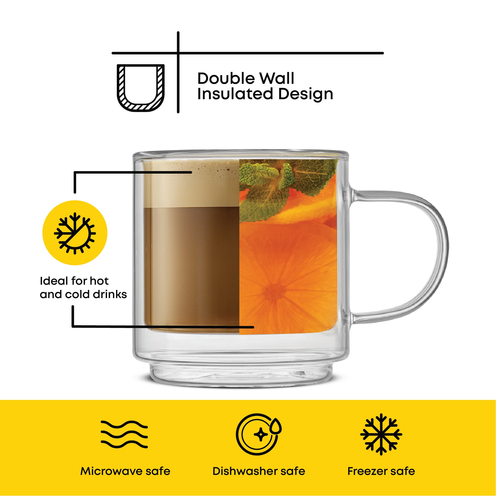 Haven Stackable Double Wall Glass Mugs