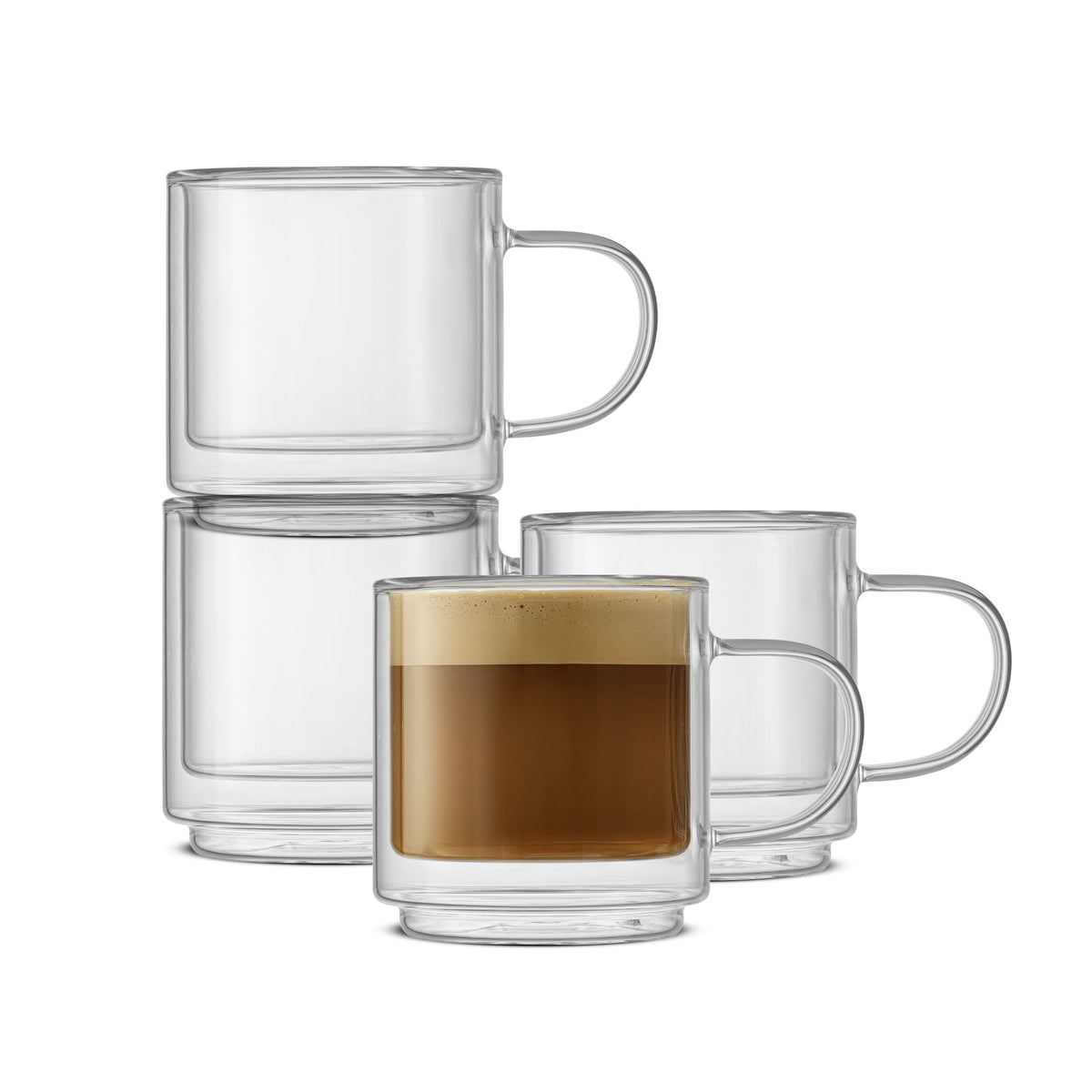 Haven Stackable Double Wall Glass Mugs, 13.5 oz