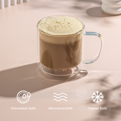 Haven Stackable Double Wall Glass Mugs, 13.5 oz