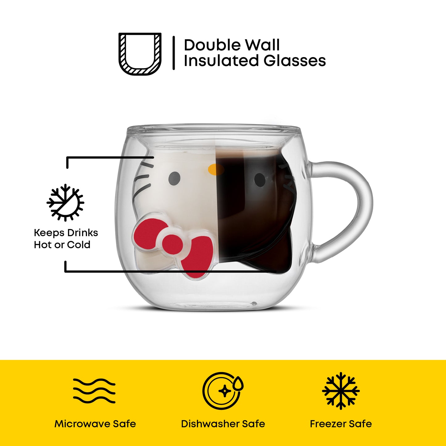 Hello Kitty® 3D Double Wall Espresso Glass, 5.5 oz