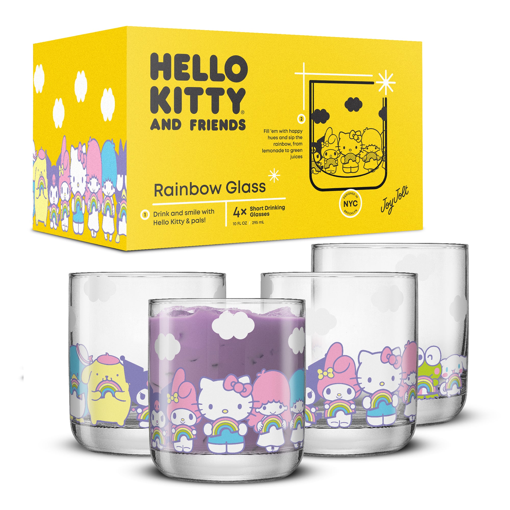 Hello Kitty® and Friends Rainbow Short Drinking Glasses – JoyJolt