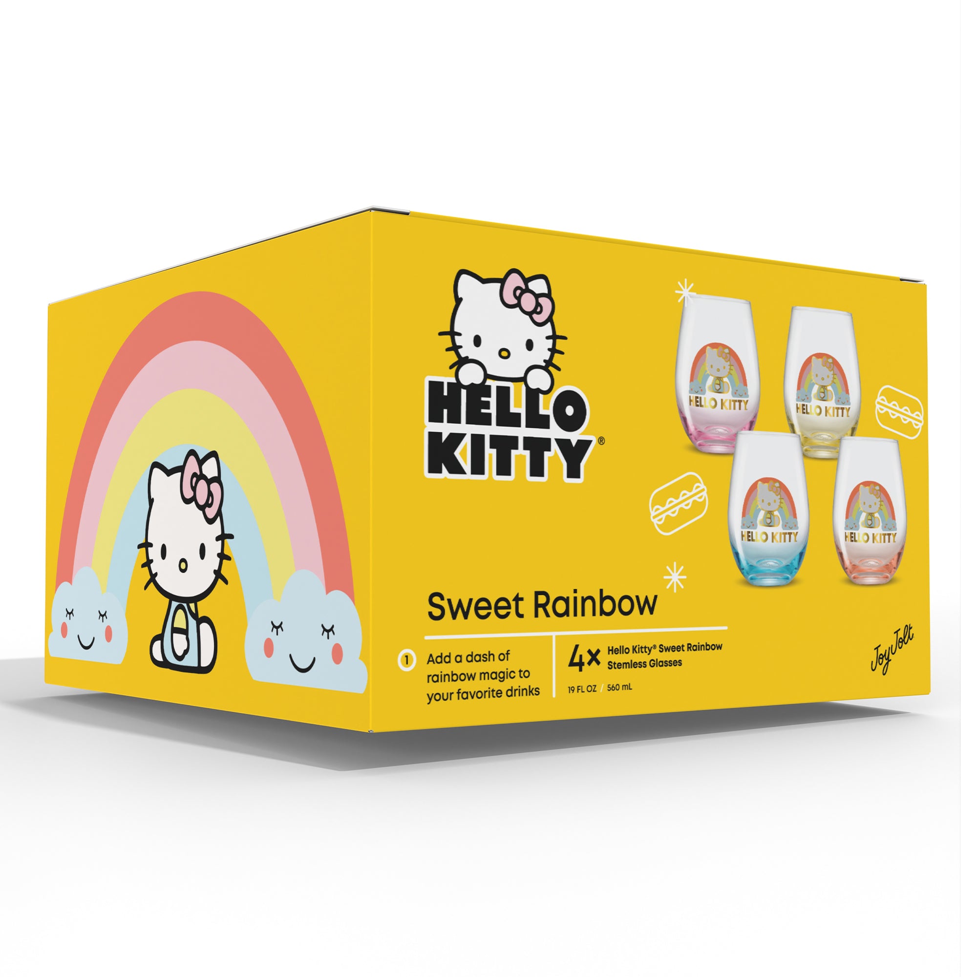 Hello Kitty® Sweet Rainbow Stemless Drinking Glasses – JoyJolt