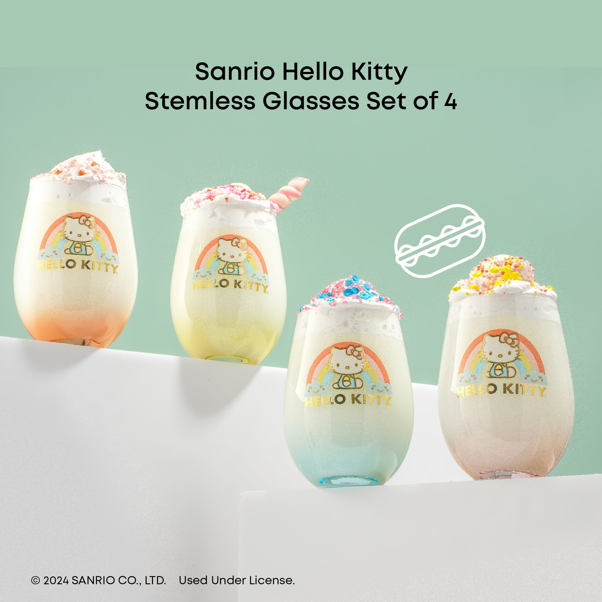 Hello Kitty® Sweet Rainbow Stemless Drinking Glasses – JoyJolt