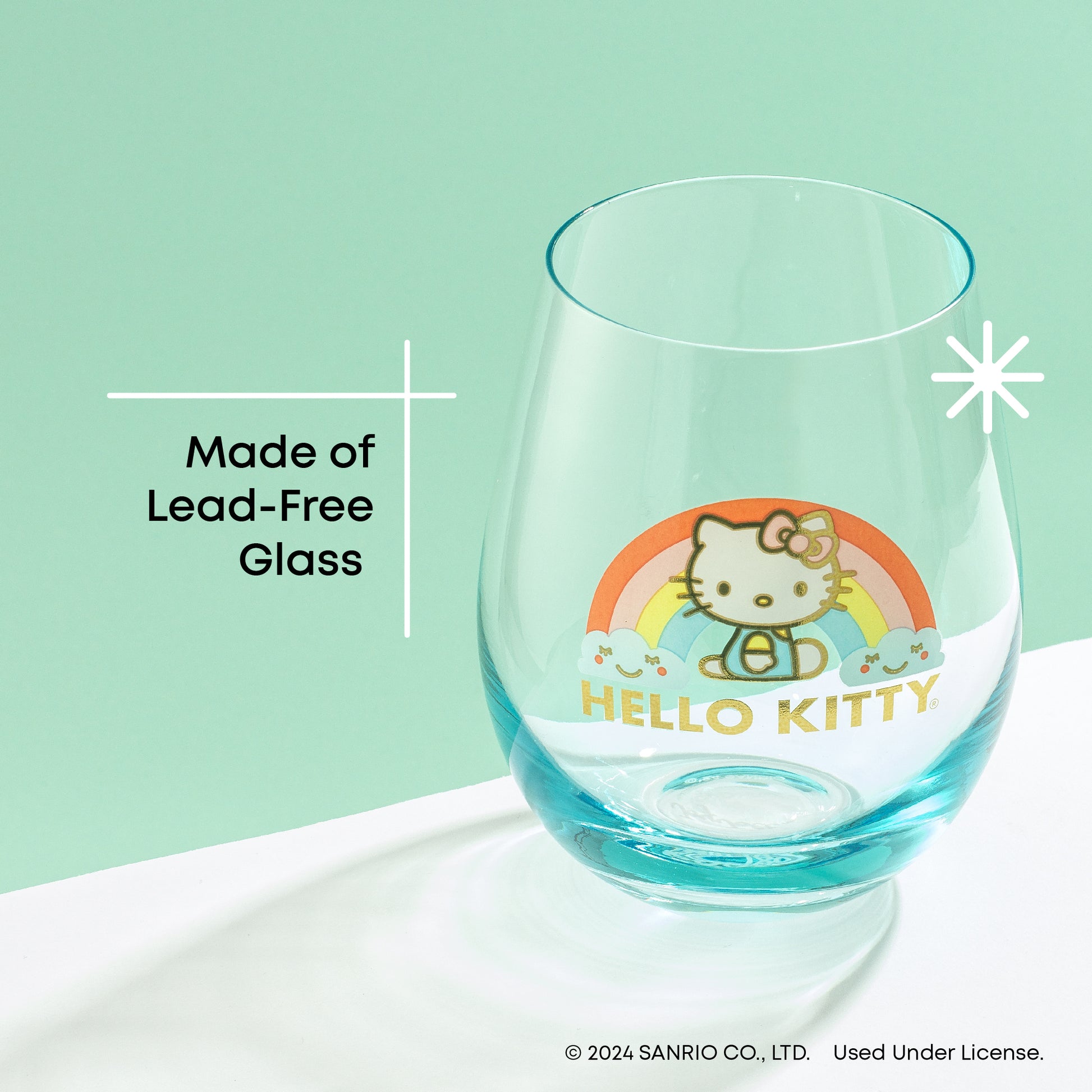 hello kitty wine glass Hello Kitty Sweet Rainbow Stemless Drinking Glasses - 19 oz
