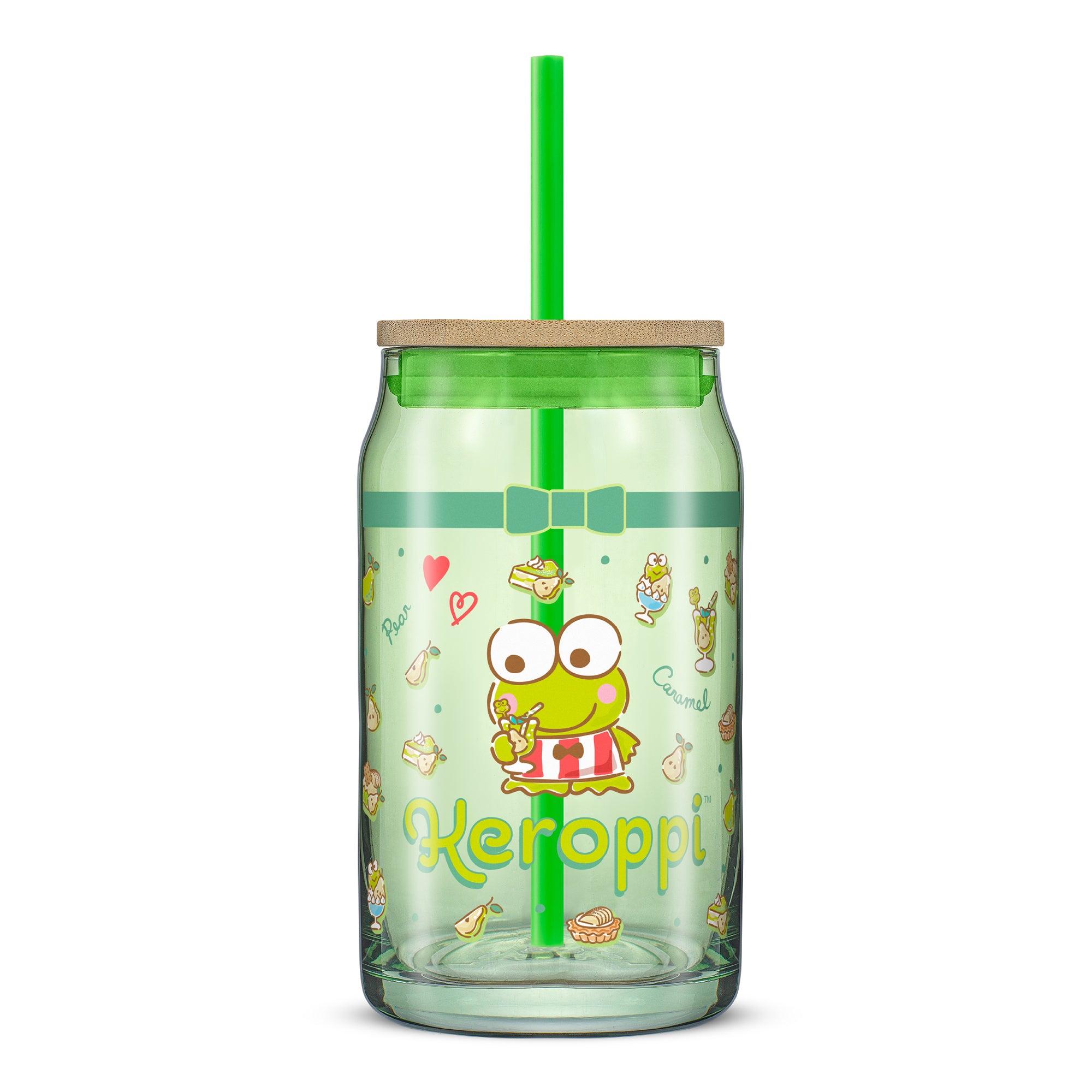 Hello Kitty® and Friends Favorite Flavor Keroppi Glass Tumbler with Bamboo Lid and Straw
