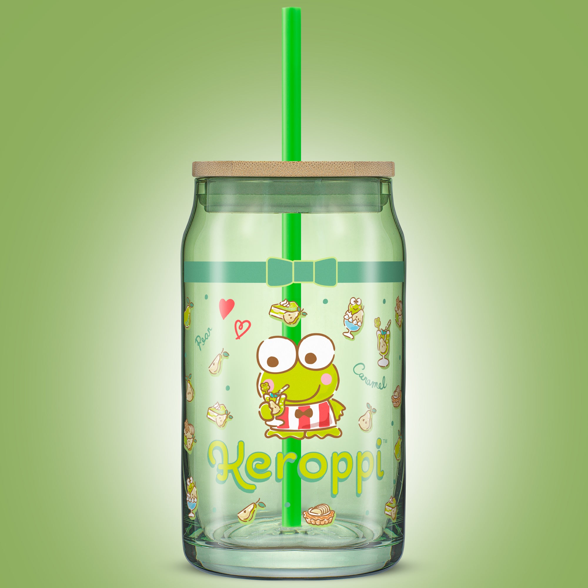 Hello Kitty® and Friends Favorite Flavor Keroppi Glass Tumbler with Bamboo Lid and Straw