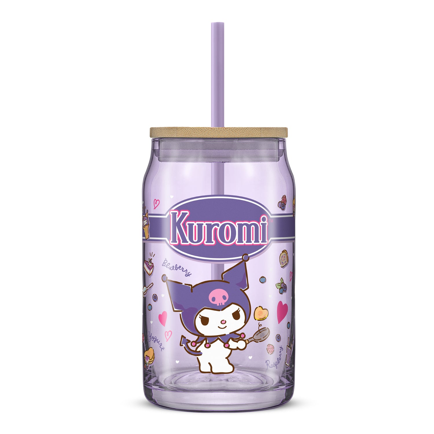 Hello Kitty® and Friends Favorite Flavor Kuromi Glass Tumbler with Bamboo Lid and Straw