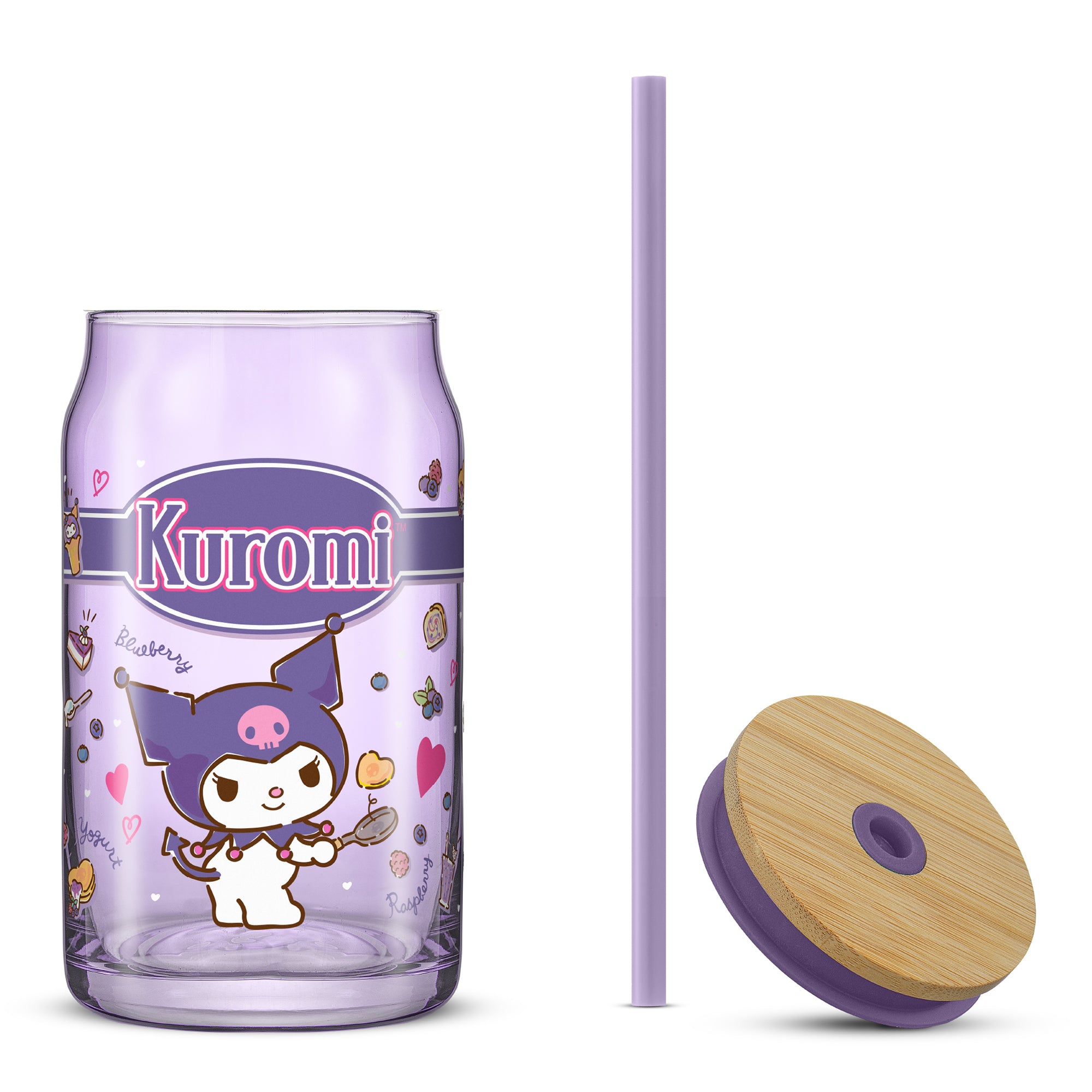 Hello Kitty® and Friends Favorite Flavor Kuromi Glass Tumbler with Bamboo Lid and Straw