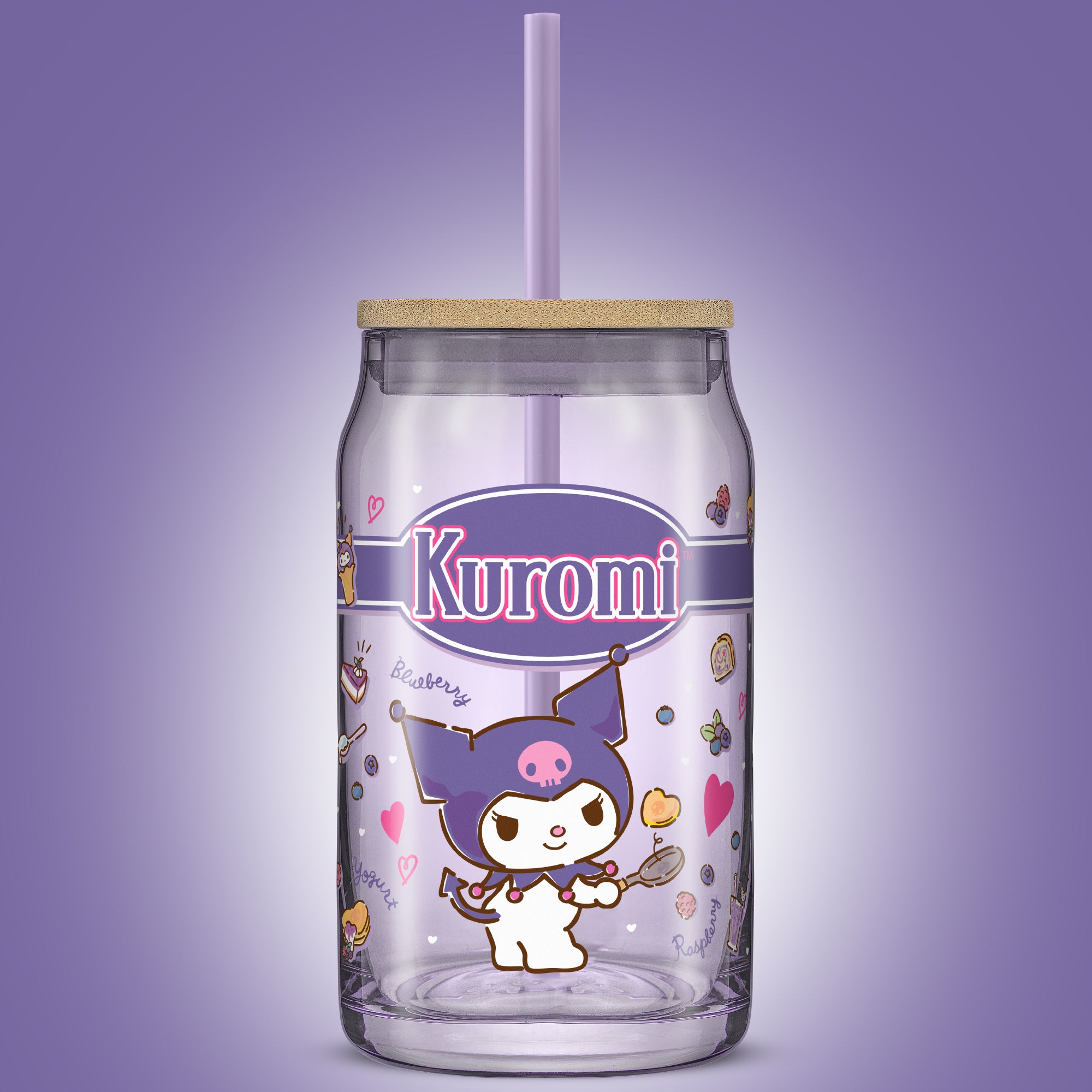 Hello Kitty® and Friends Favorite Flavor Kuromi Glass Tumbler with Bamboo Lid and Straw