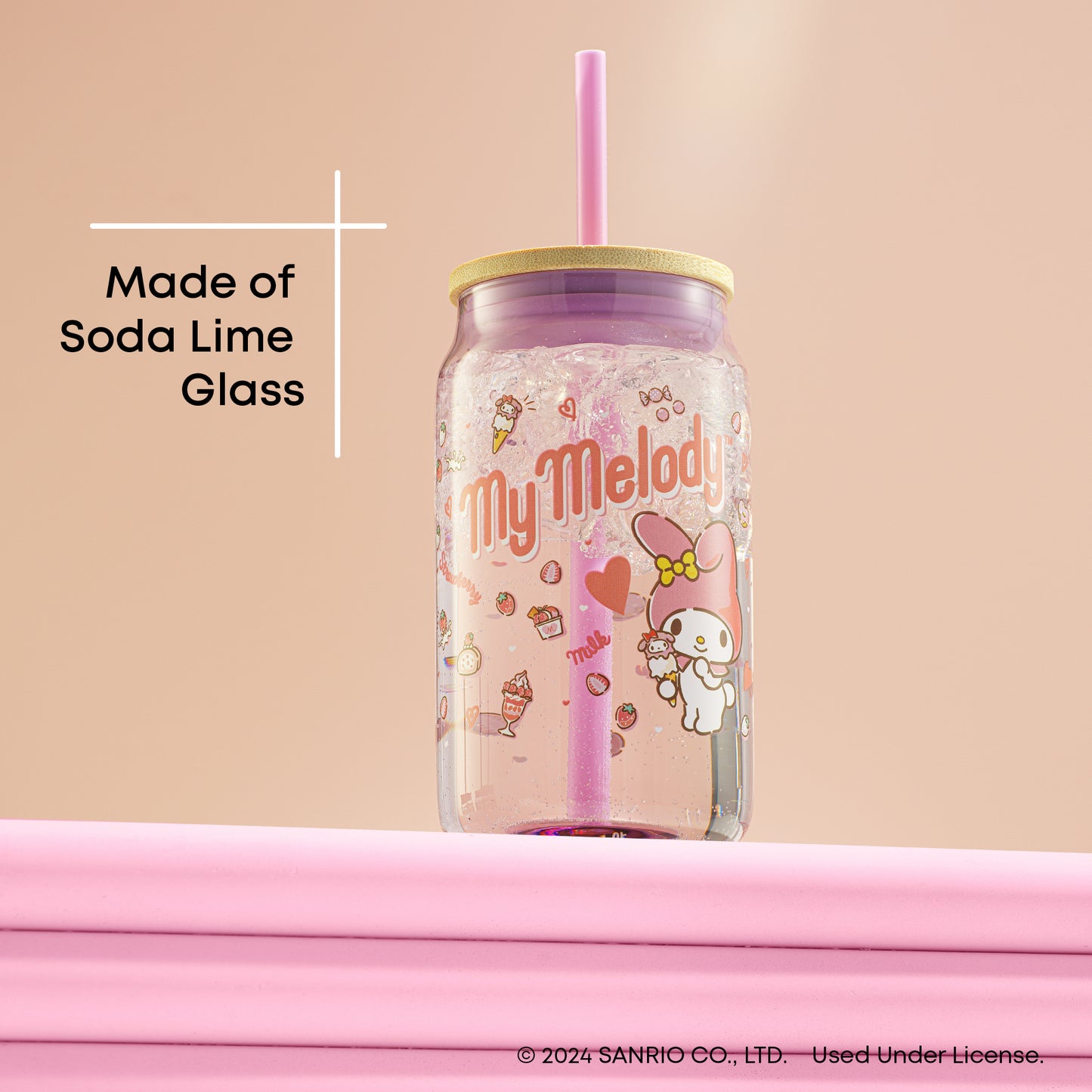 Hello Kitty® and Friends Favorite Flavor My Melody Glass Tumbler with Bamboo Lid and Straw