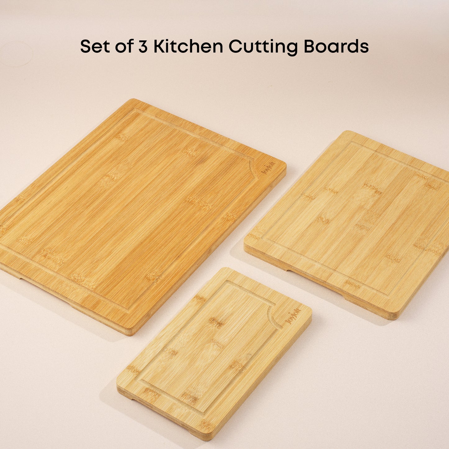 3-Piece Bamboo Kitchen Cutting Board Set