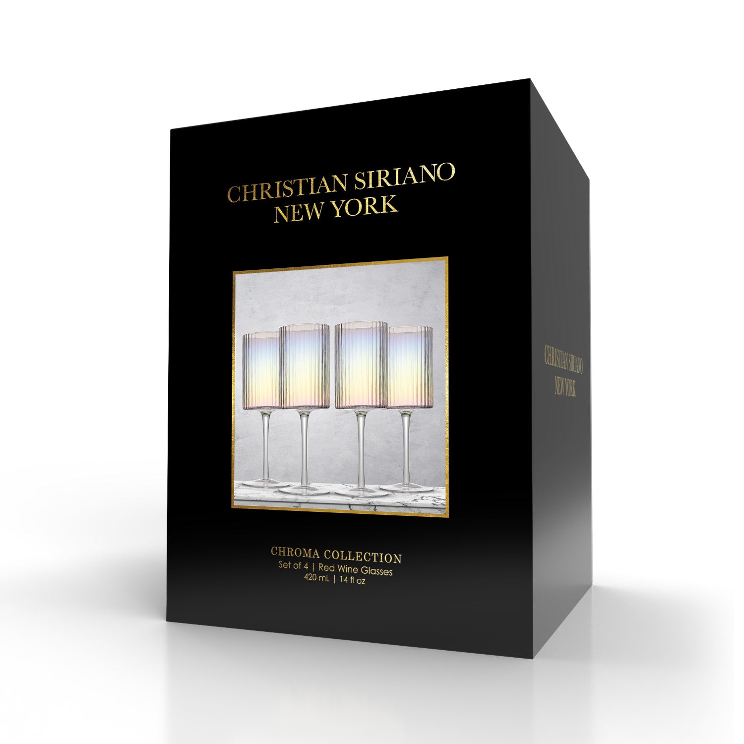 Christian Siriano New York Chroma Iridescent Red Wine Glass Set