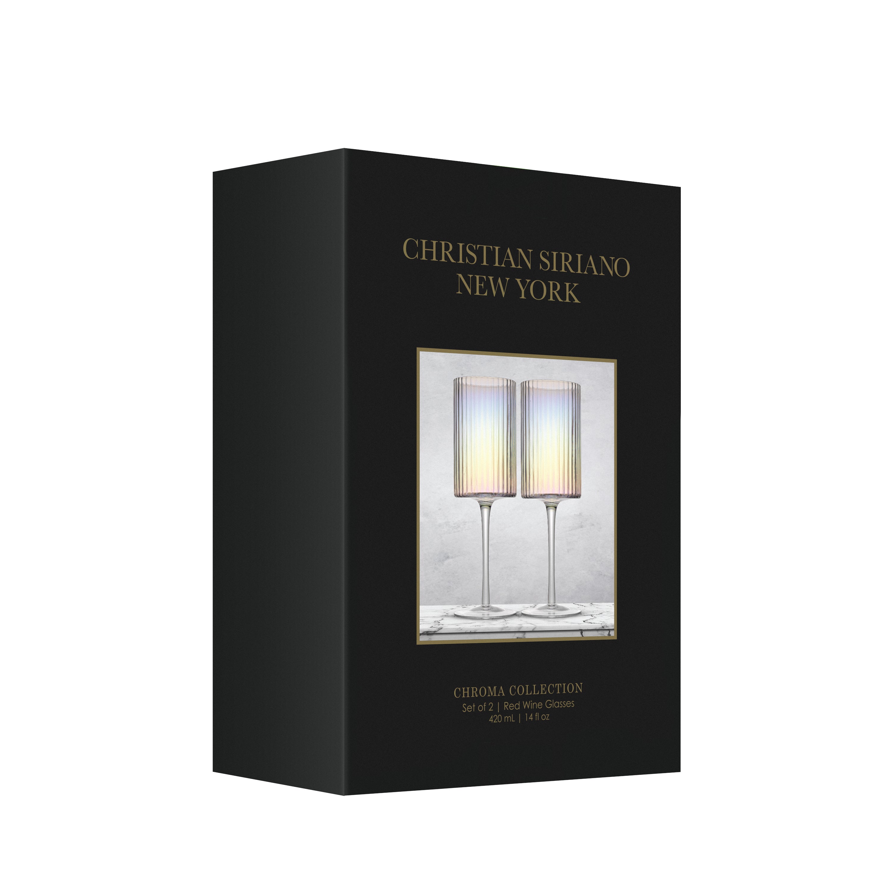 Christian Siriano New York Chroma Iridescent Red Wine Glass Set