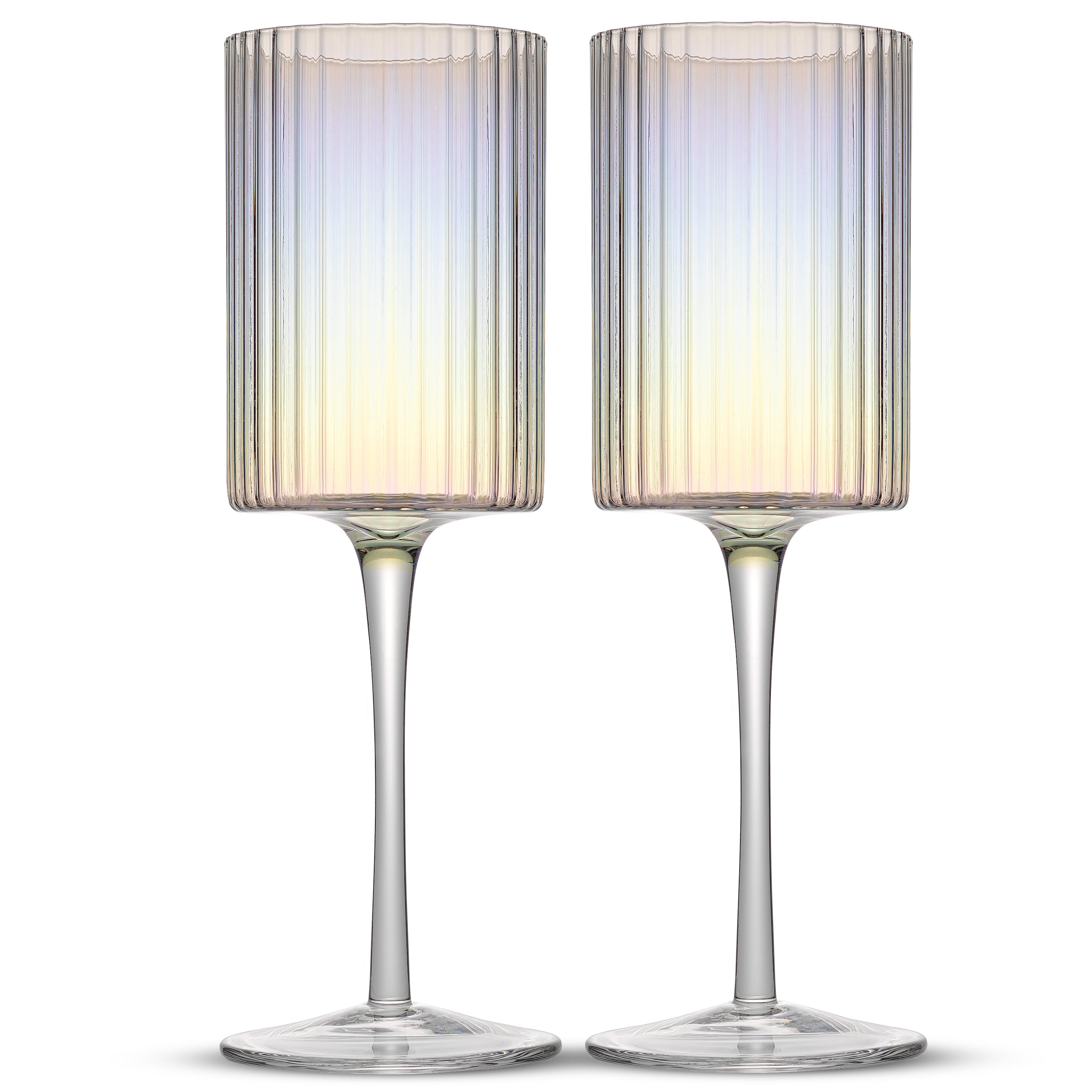 Christian Siriano New York Chroma Iridescent White Wine Glass Set
