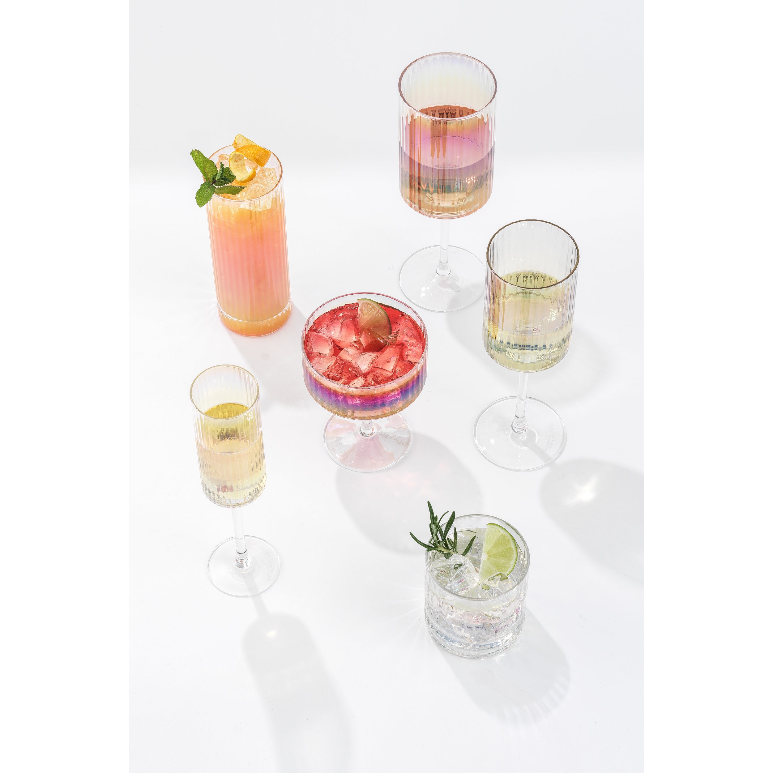 Christian Siriano New York Chroma Iridescent White Wine Glass Set