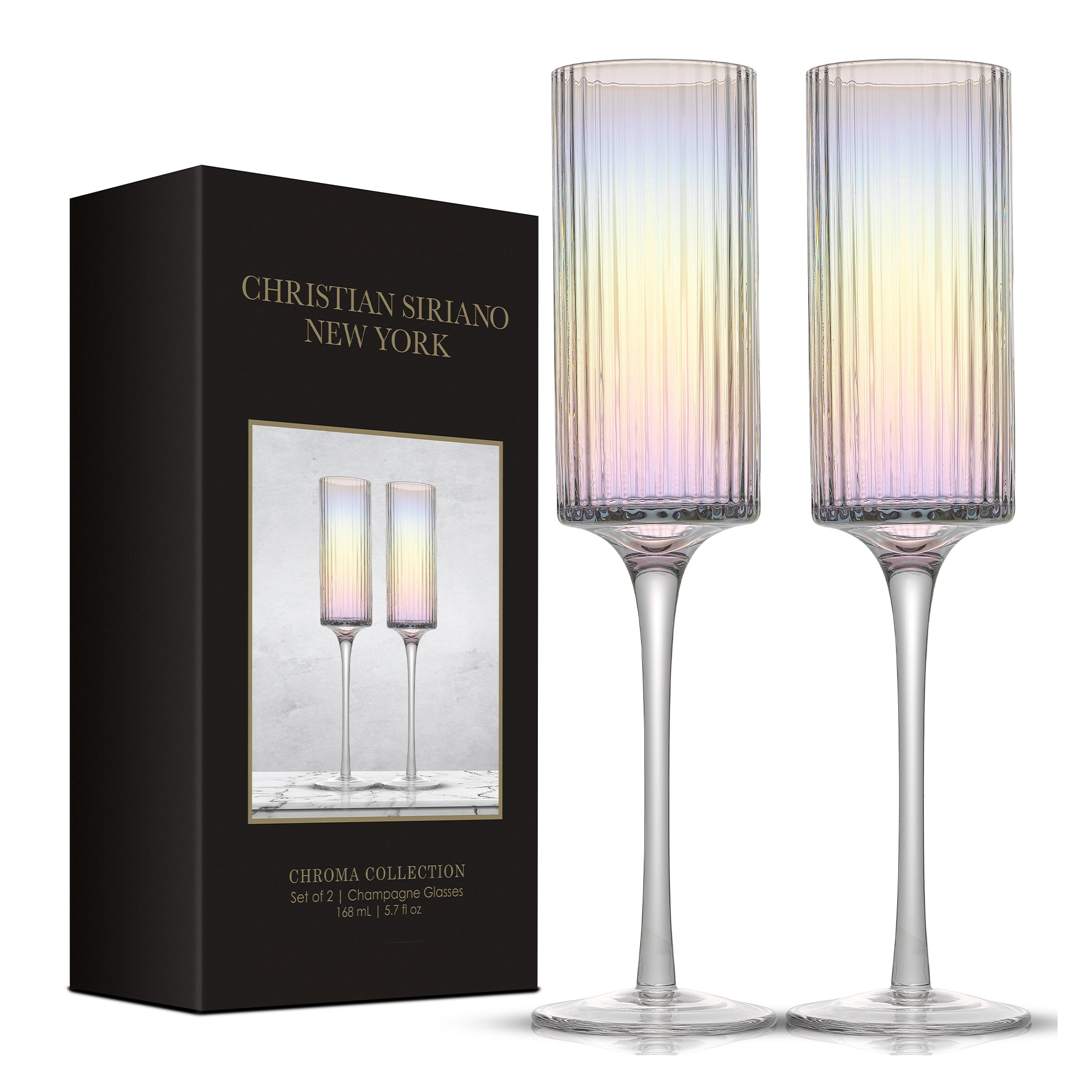 Christian Siriano NY Chroma Iridescent Champagne Flute Set