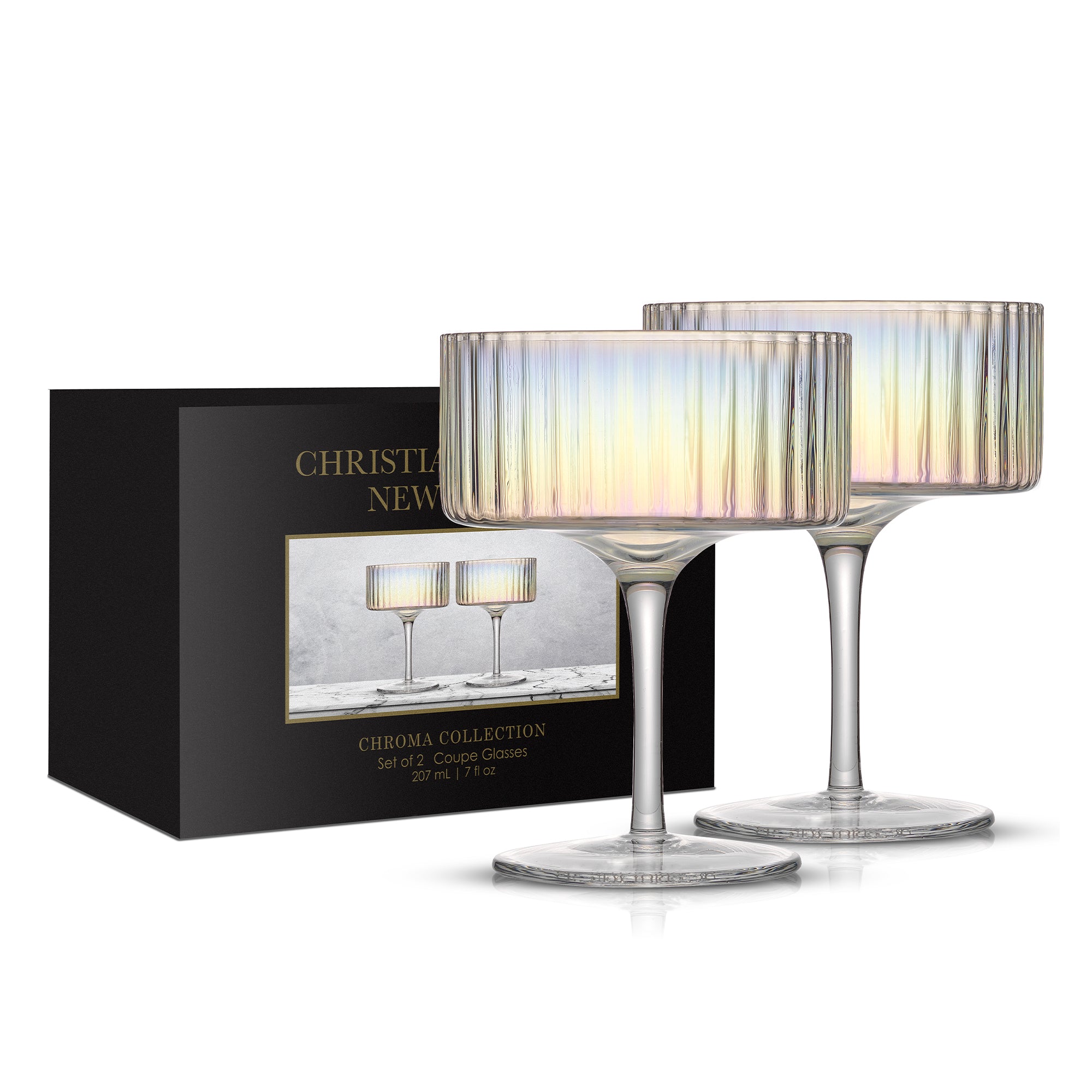 Christian Siriano New York Chroma Iridescent Coupe Glass Set
