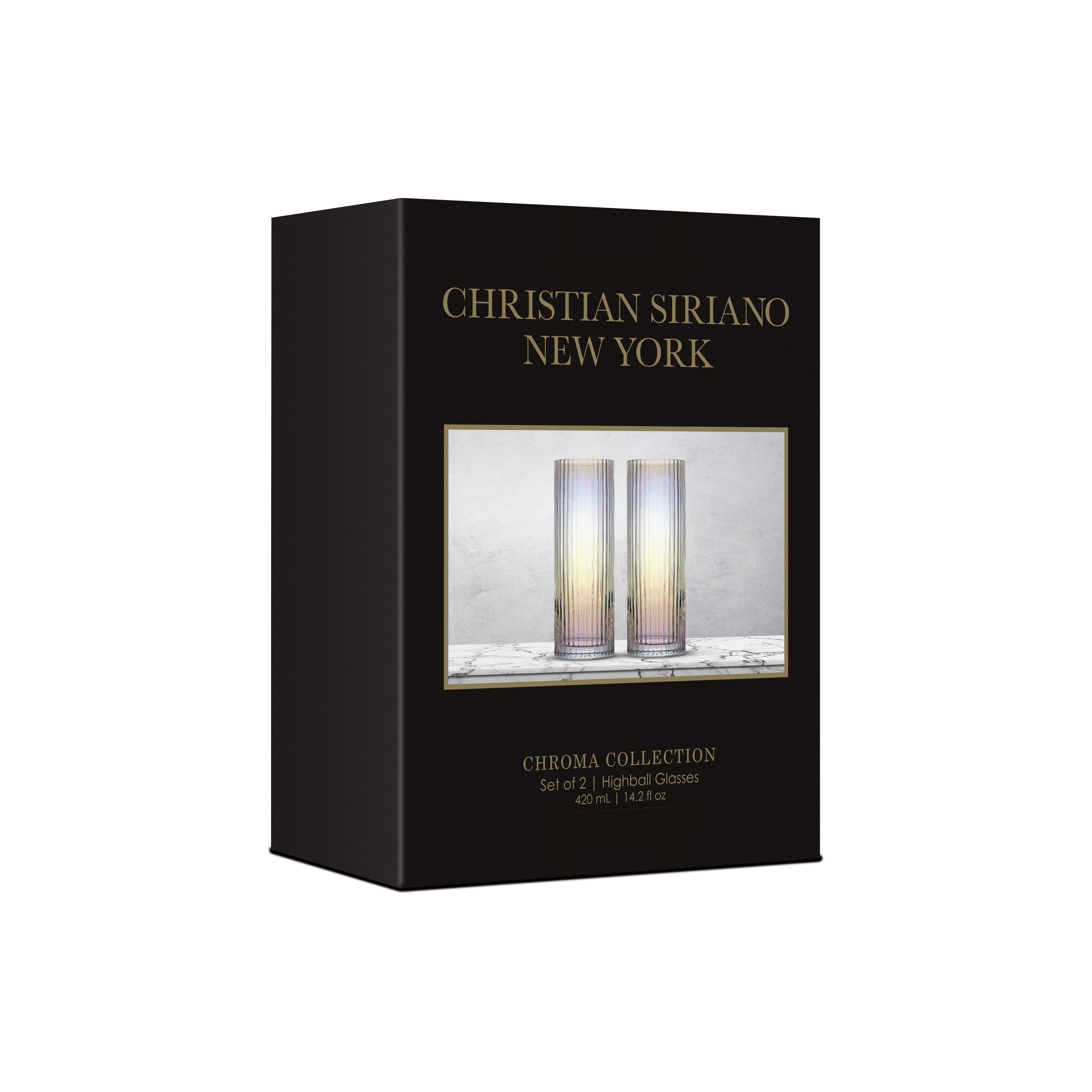 Christian Siriano New York Chroma Iridescent Highball Glass Set