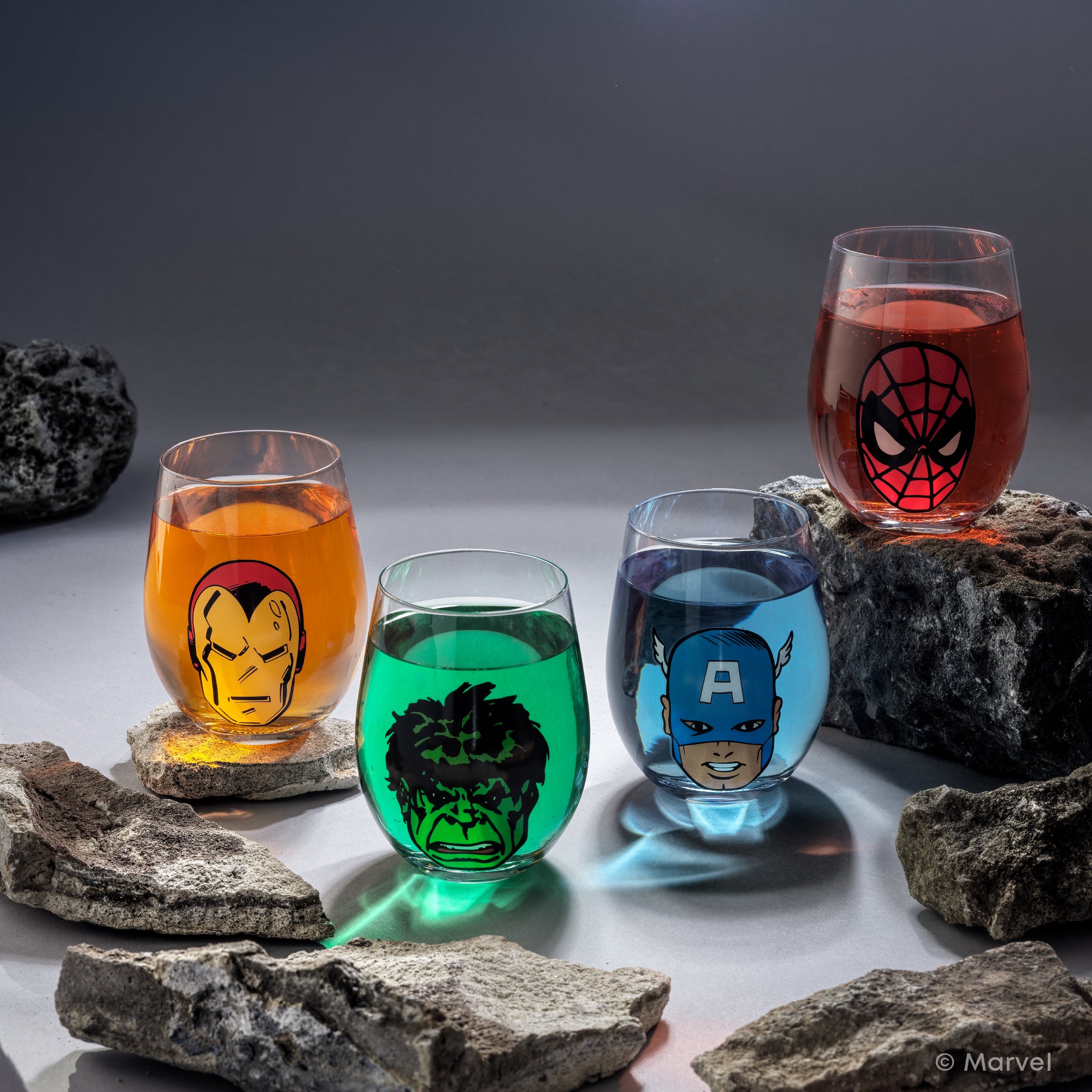 Marvel Heroes Stemless Drinking Glasses | JoyJolt