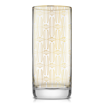 Gold outlined star wars tall glass featuring a TIE-Fighter.