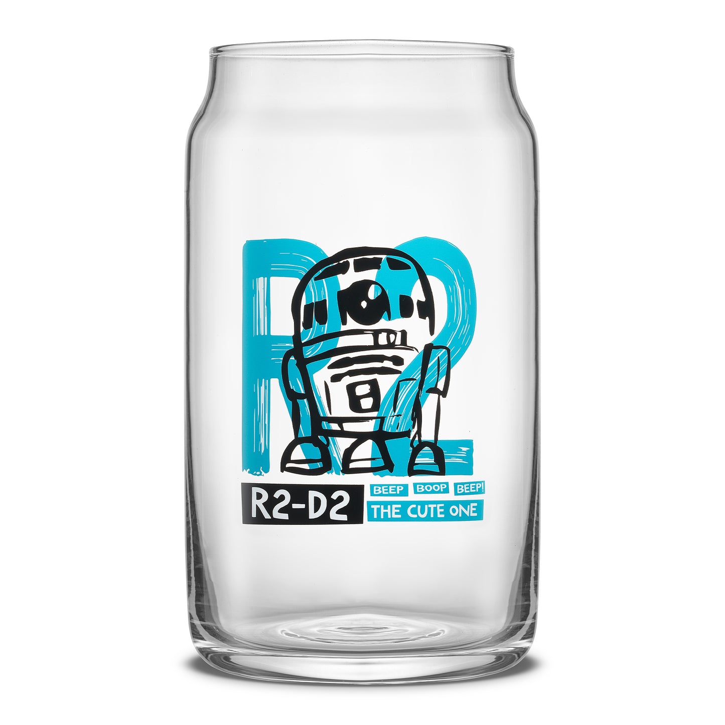JoyJolt's Star Wars 'Now Playing' glass tumbler set, a must-have addition to any fan's drinkware collection. Featuring Darth R2-D2.