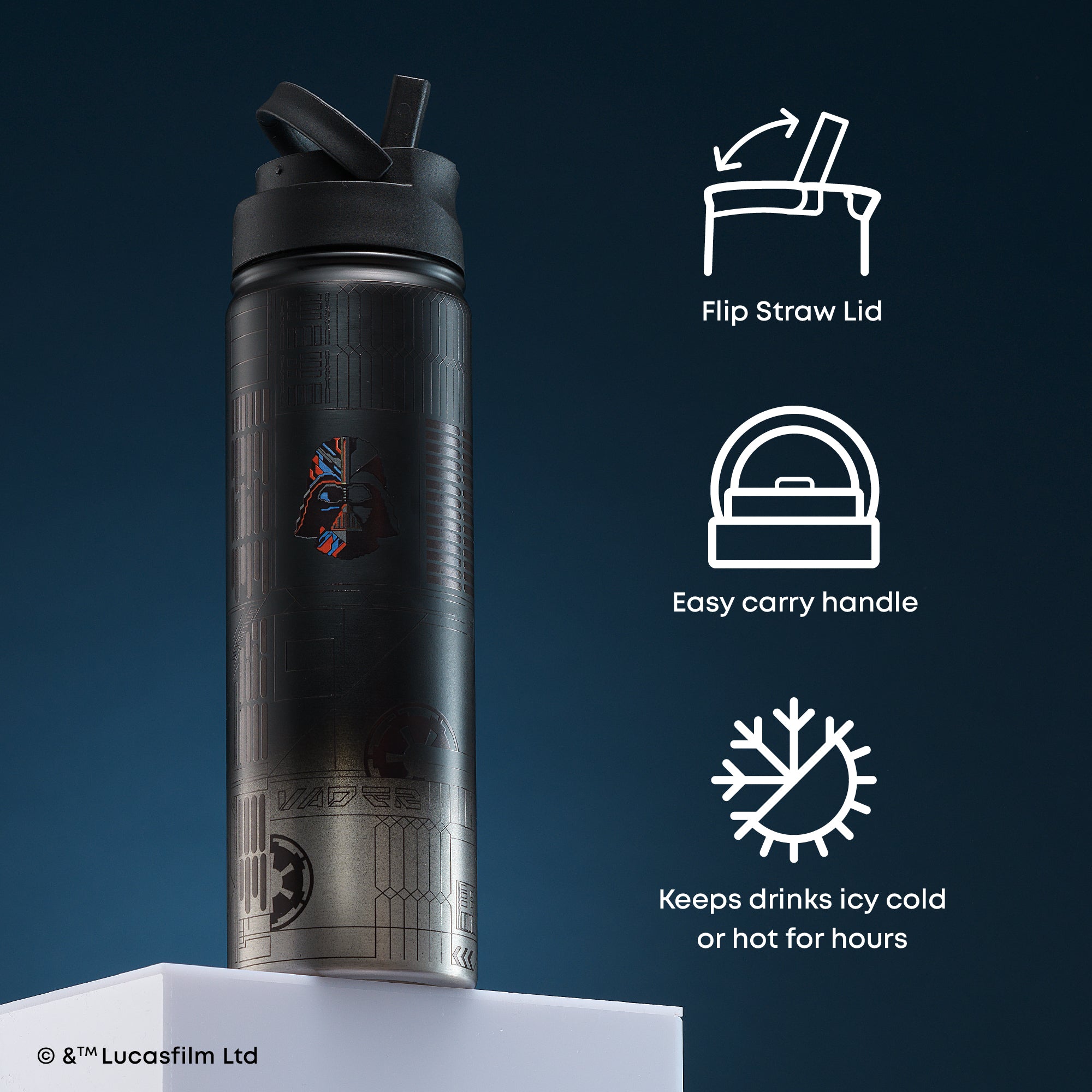 Star Wars™ Linear Darth Vader™ Stainless Steel Water Bottle | JoyJolt
