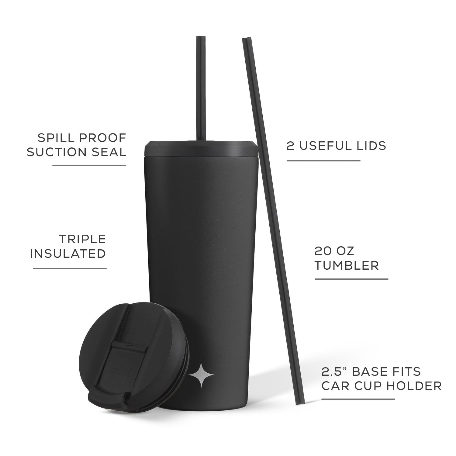 JoyJolt Vacuum Insulated Tumbler with Flip Lid and Straw