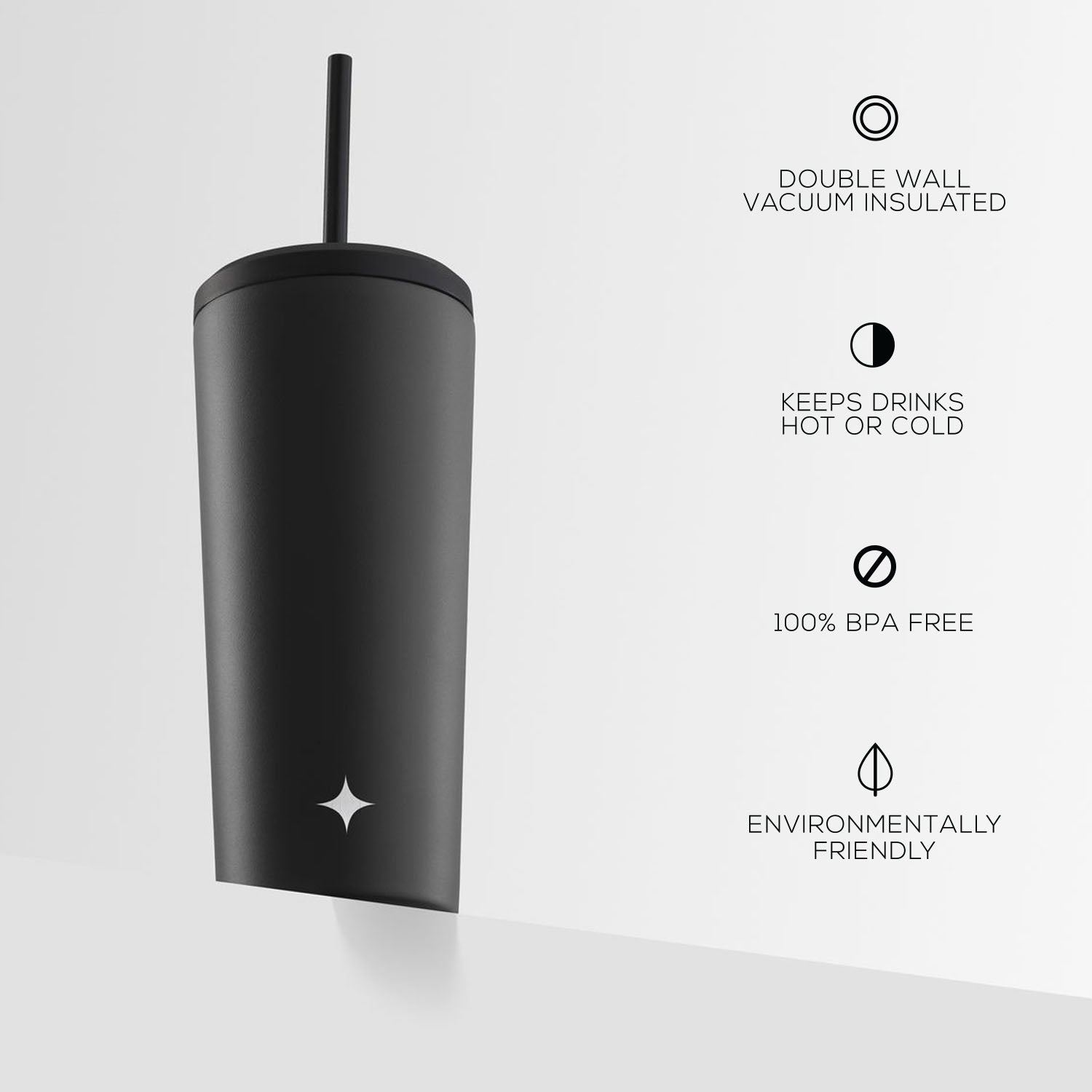 JoyJolt Vacuum Insulated Tumbler with Flip Lid and Straw