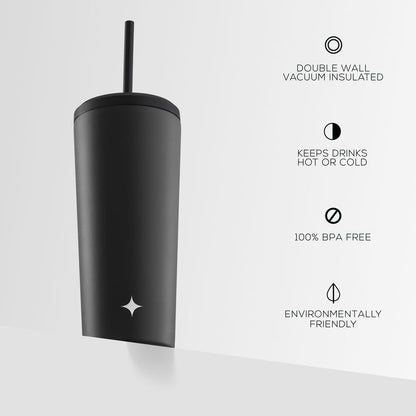 JoyJolt Vacuum Insulated Tumbler with Flip Lid and Straw