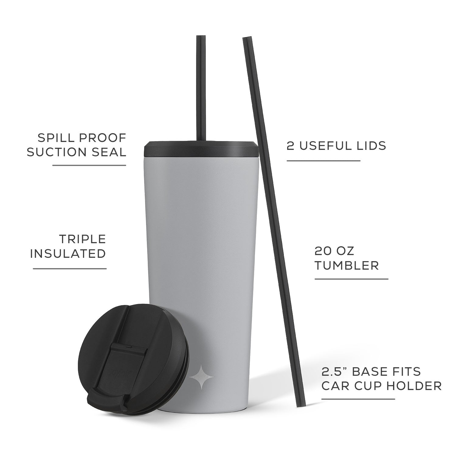 JoyJolt Vacuum Insulated Tumbler with Flip Lid and Straw