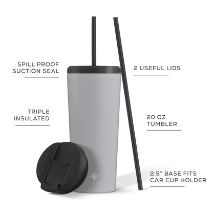 JoyJolt Vacuum Insulated Tumbler with Flip Lid and Straw