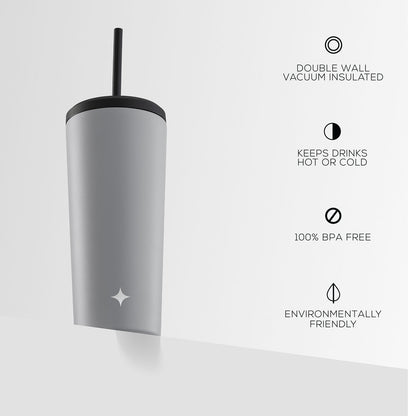 JoyJolt Vacuum Insulated Tumbler with Flip Lid and Straw