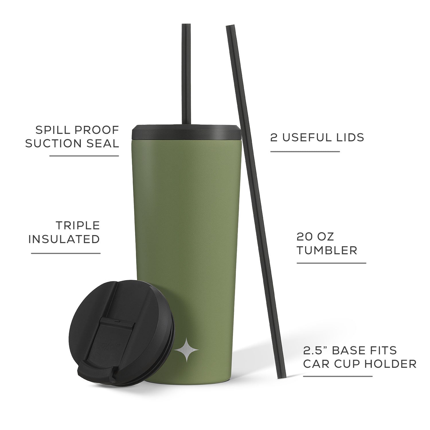 JoyJolt Vacuum Insulated Tumbler with Flip Lid and Straw