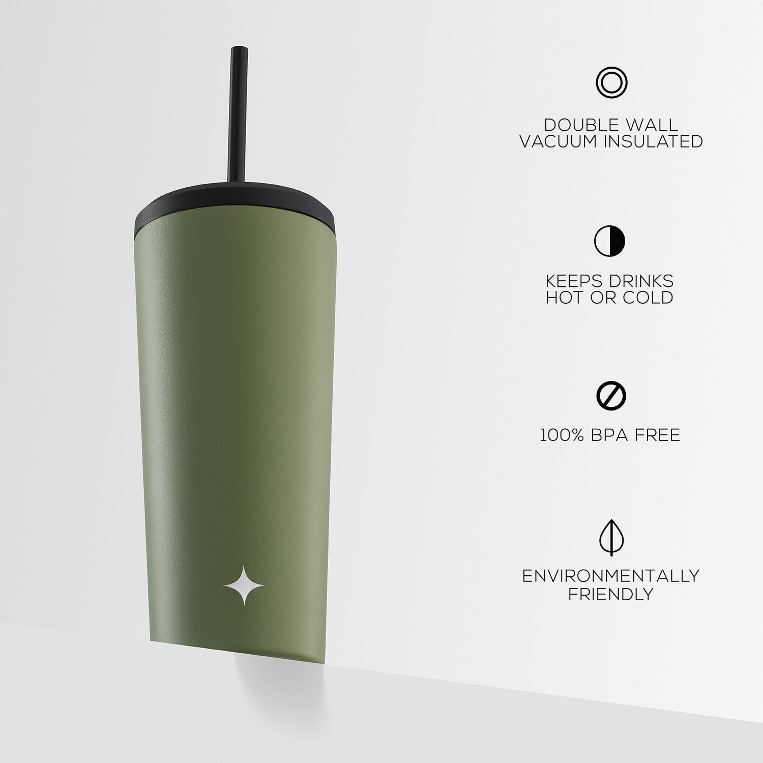 JoyJolt Vacuum Insulated Tumbler with Flip Lid and Straw