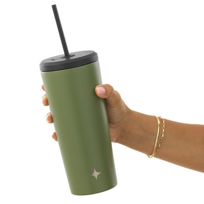 JoyJolt Vacuum Insulated Tumbler with Flip Lid and Straw
