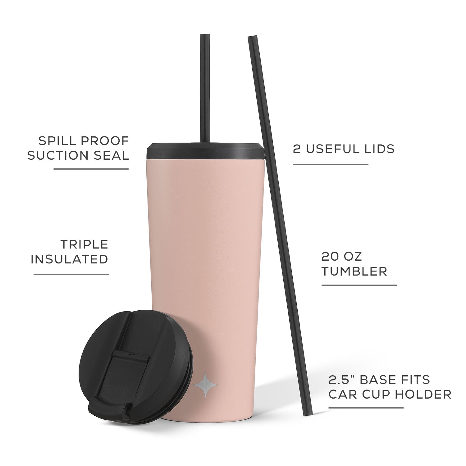 JoyJolt Vacuum Insulated Tumbler with Flip Lid and Straw