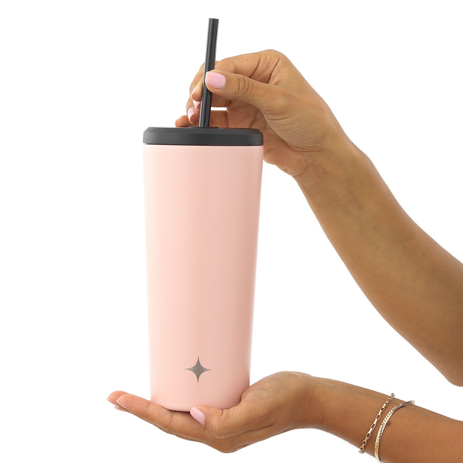 JoyJolt Vacuum Insulated Tumbler with Flip Lid and Straw