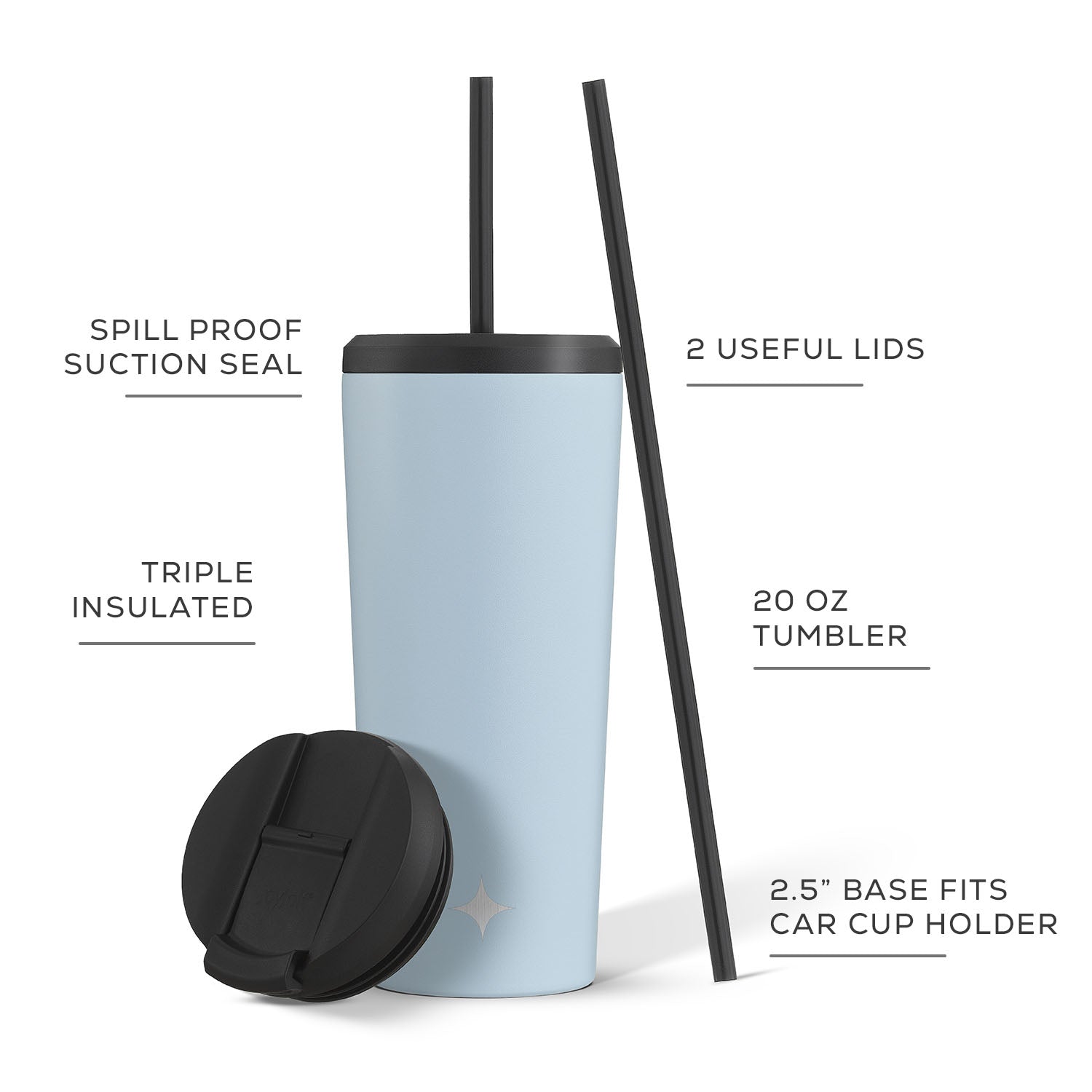 JoyJolt Vacuum Insulated Tumbler with Flip Lid and Straw