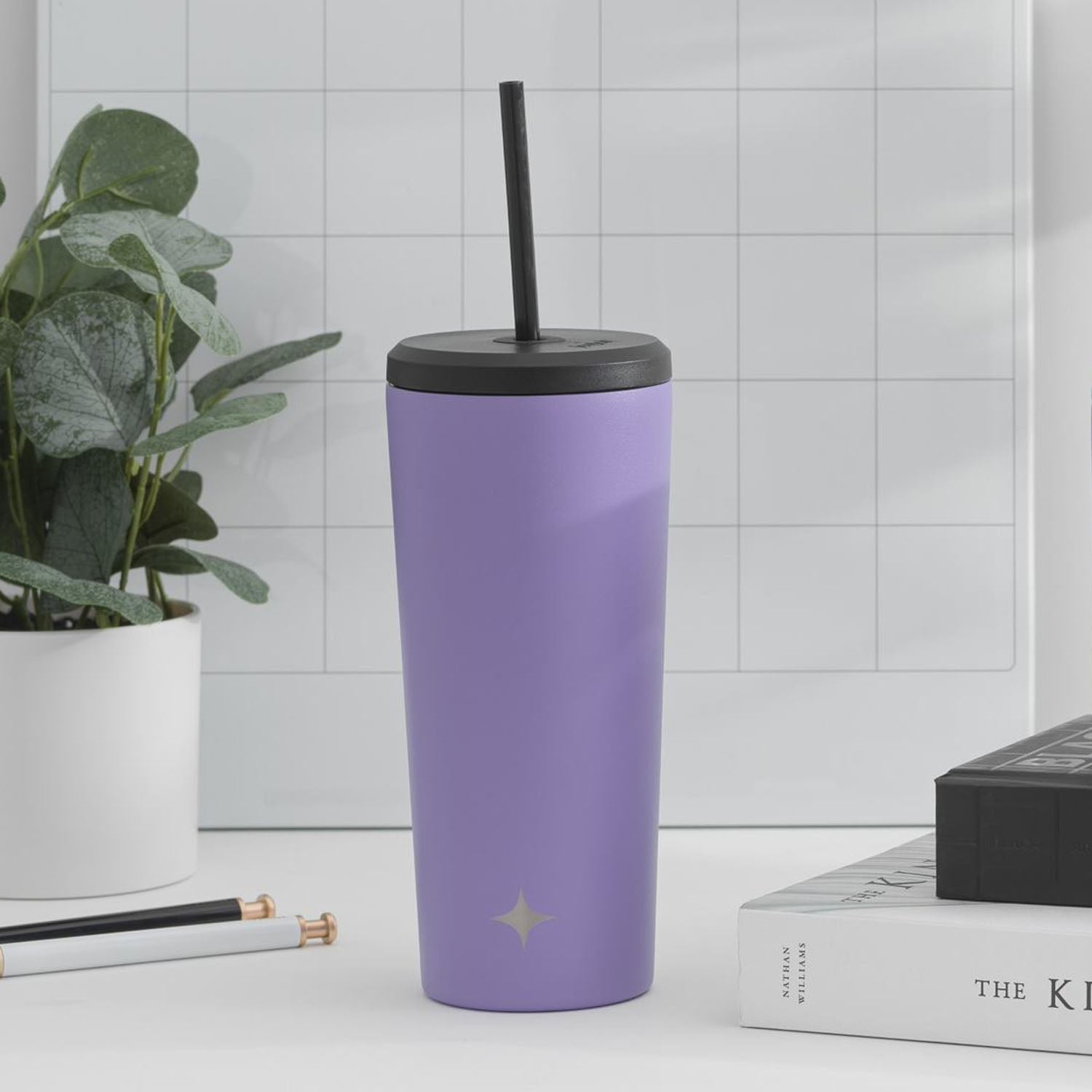 JoyJolt Vacuum Insulated Tumbler with Flip Lid and Straw