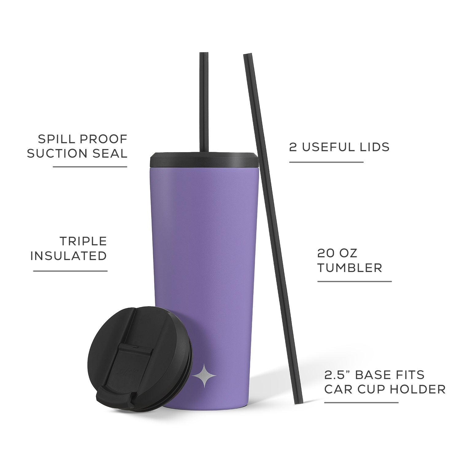 JoyJolt Vacuum Insulated Tumbler with Flip Lid and Straw