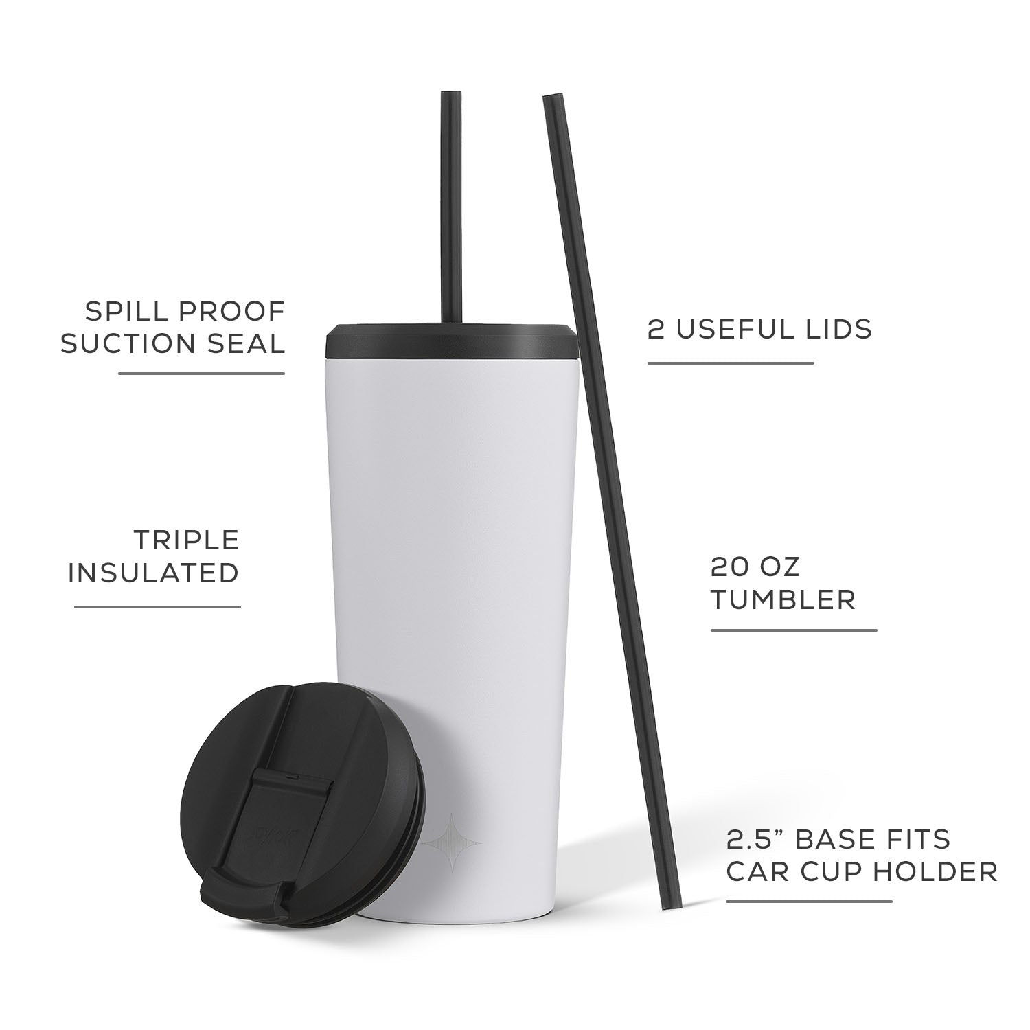 JoyJolt Vacuum Insulated Tumbler with Flip Lid and Straw