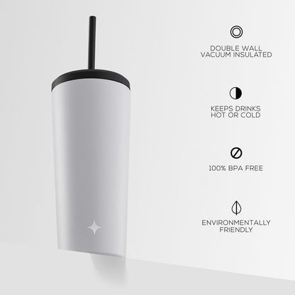 JoyJolt Vacuum Insulated Tumbler with Flip Lid and Straw