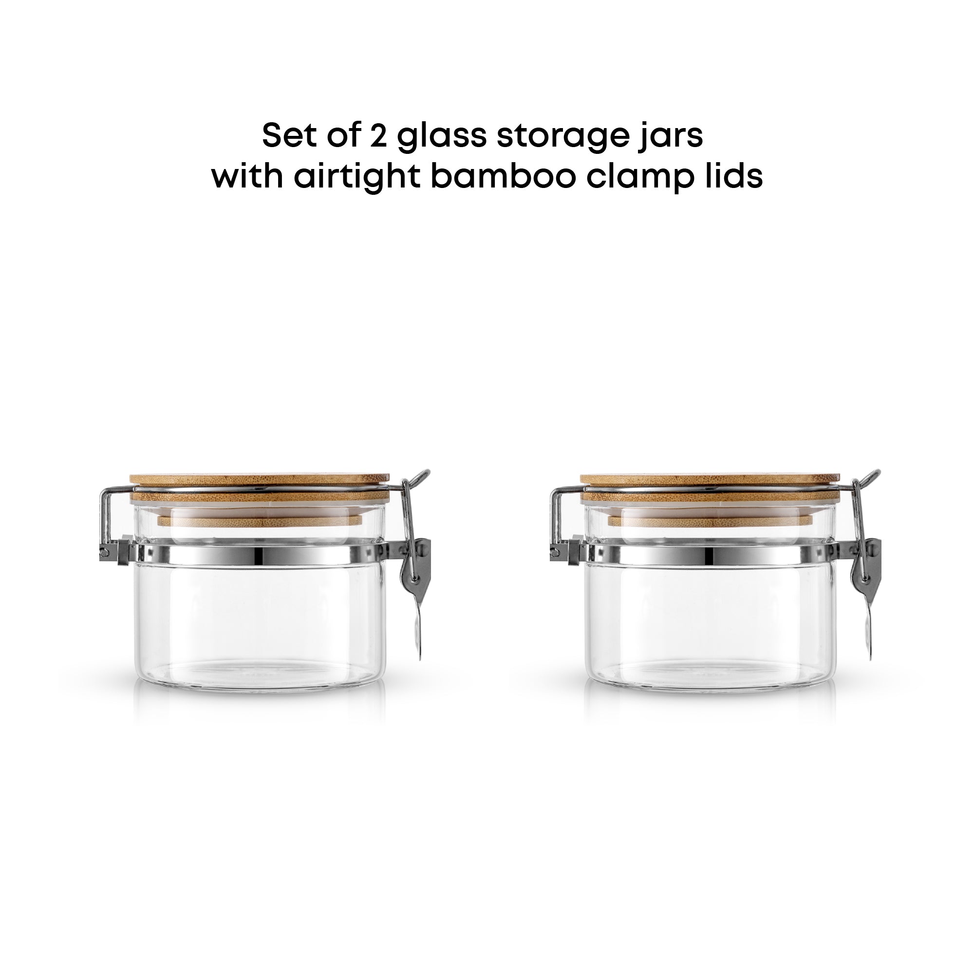 Storage Jars with Airtight Bamboo Clamp Lids Set