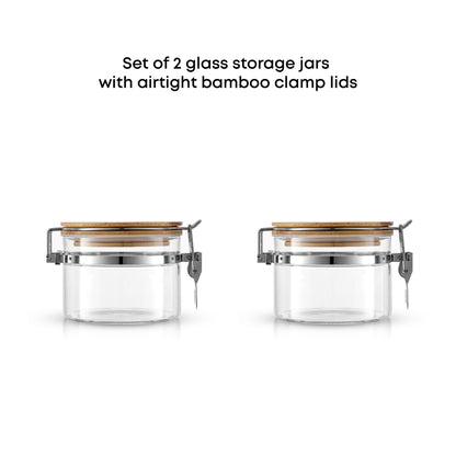 Storage Jars with Airtight Bamboo Clamp Lids Set