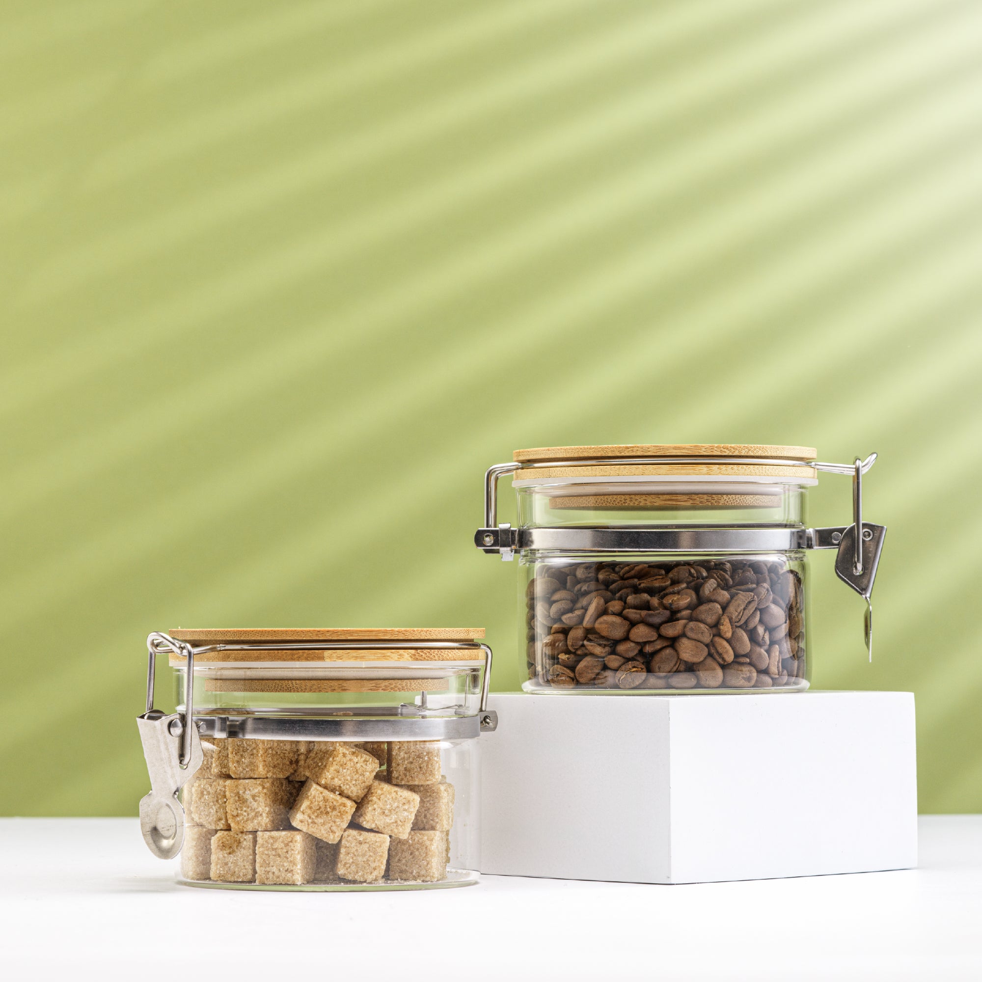Storage Jars with Airtight Bamboo Clamp Lids Set