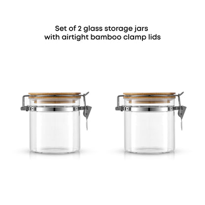 Storage Jars with Airtight Bamboo Clamp Lids Set