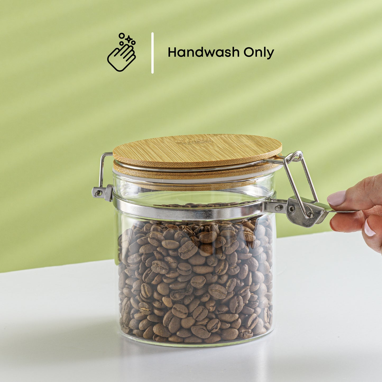 Storage Jars with Airtight Bamboo Clamp Lids Set