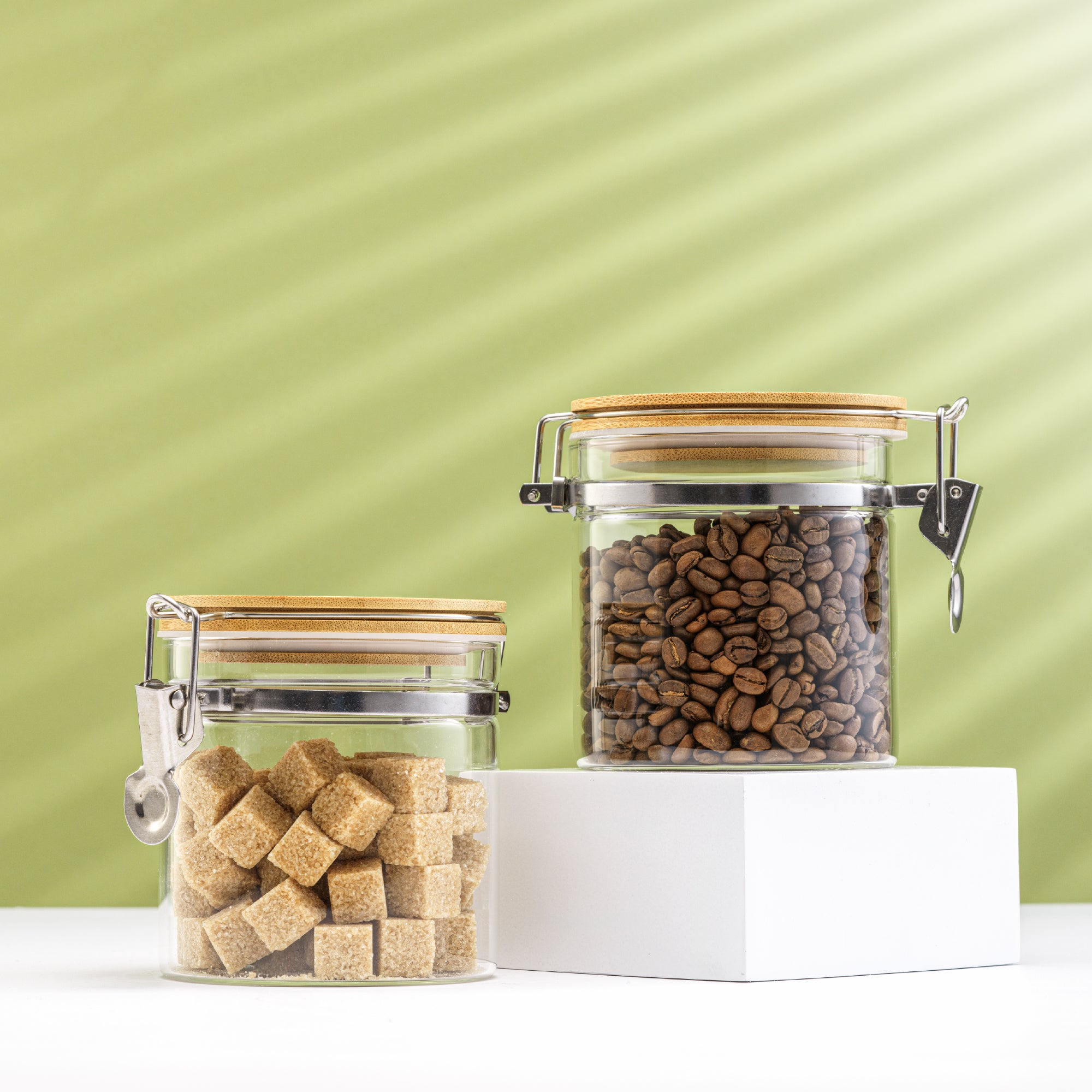 Storage Jars with Airtight Bamboo Clamp Lids Set