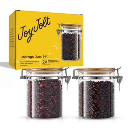 Storage Jars with Airtight Bamboo Clamp Lids Set